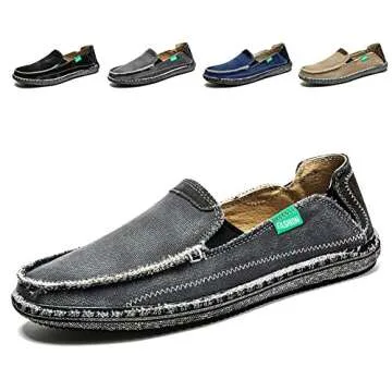 SONLLEIVOO Men's Casual Slip on Deck Shoes Grey