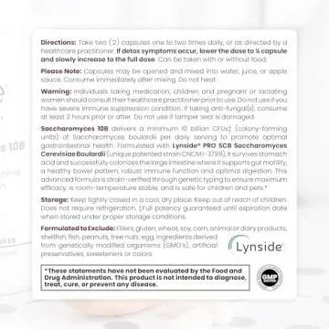 Saccharomyces 10B - Saccharomyces Boulardii, 10 Billion CFU Per Serving, Patented Strain: Lynside CNCM I-3799, Probiotic Capsules, Probiotics for Men and Women - 120 Count