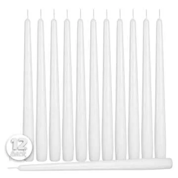 Hyoola 12 Pack Tall Taper Candles - 14 Inch White Dripless, Unscented Dinner Candle - Paraffin Wax w...