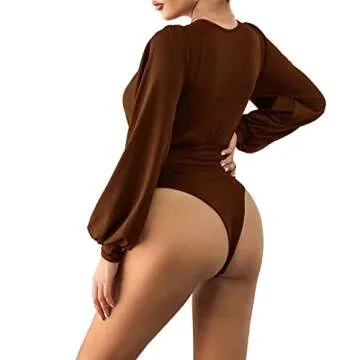 Weigou Women Jumpsuit Long Sleeve Pleated Tops