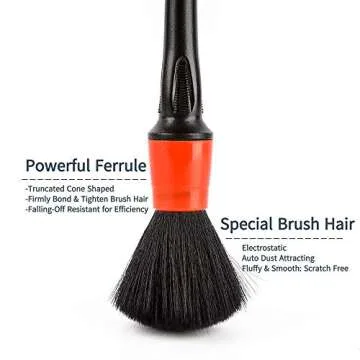 SGCB PRO Soft Car Detailing Brush Set of 2, Delicate Static Duster Automotive Cleaning Brush Easy-Attract-Dust Deep Narrow Area Cleaning Smooth Fluffy Head Scratch Free for Car Computer Household