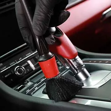 SGCB PRO Soft Car Detailing Brush Set of 2, Delicate Static Duster Automotive Cleaning Brush Easy-Attract-Dust Deep Narrow Area Cleaning Smooth Fluffy Head Scratch Free for Car Computer Household