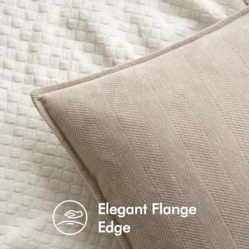 MIULEE Pack of 2 Beige Decorative Pillow Covers 18x18 Inch Soft Chenille Couch Throw Pillows Farmhou...