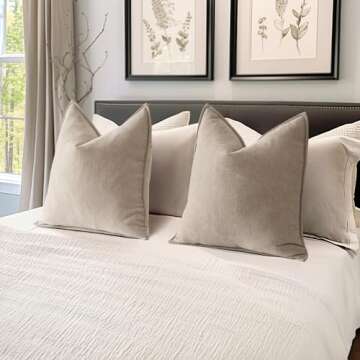 MIULEE Pack of 2 Beige Decorative Pillow Covers 18x18 Inch Soft Chenille Couch Throw Pillows Farmhouse Cushion Covers with Elegant Design for Sofa Bedroom Living Room Home Decor