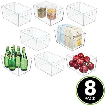 mDesign Plastic Kitchen Pantry, Cabinet, Refrigerator, Freezer Food Storage Bin Organizer with Handl...