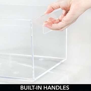 mDesign Plastic Kitchen Pantry, Cabinet, Refrigerator, Freezer Food Storage Bin Organizer with Handles for Fruit, Snack, Pasta Organization - Prism Collection - 12" Long - 8 Pack - Clear