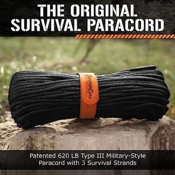 TITAN Survival Patented Paracord 550 - 25ft, 100ft, 500ft & Color Options - 620LB Strength Survival ...