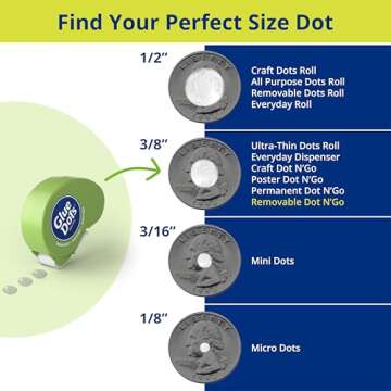 Glue Dots, Removable Dots Dot N' Go Dispenser, Double-Sided, 3/8", .38 Inch, 200 Dots, DIY Craft Glue Tape, Sticky Adhesive Glue Points, Liquid Glue Alternative, Clear
