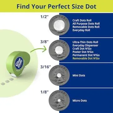 Glue Dots, Removable Dots Dot N' Go Dispenser, Double-Sided, 3/8", .38 Inch, 200 Dots, DIY Craft Glue Tape, Sticky Adhesive Glue Points, Liquid Glue Alternative, Clear