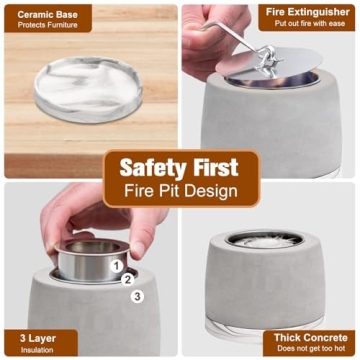 Stylish Concrete Tabletop Fire Pit for Indoor Outdoor Use