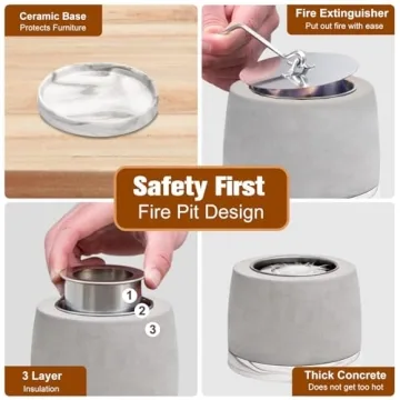 Stylish Concrete Tabletop Fire Pit for Indoor Outdoor Use