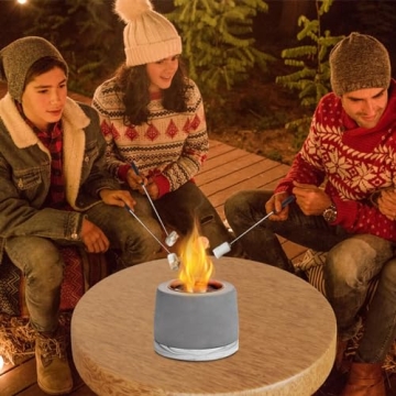 Stylish Concrete Tabletop Fire Pit for Indoor Outdoor Use