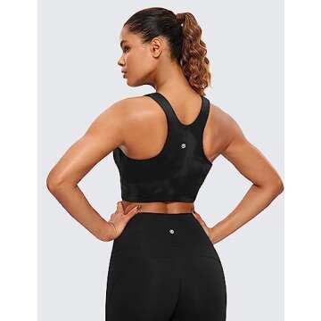 CRZ YOGA Butterluxe Racerback High Neck Longline Sports Bras for Women - Padded Workout Crop Tank To...