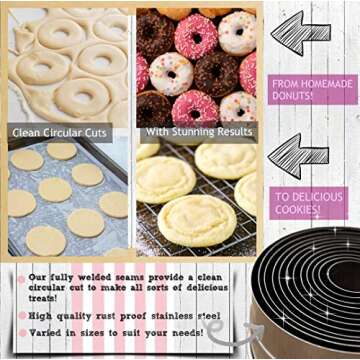 K&S Artisan 11 Round Cookie Biscuit Cutter Set - Heavy Duty Stainless Steel Baking Tool with 4 Bonus...