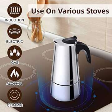 Godmorn Stovetop Espresso Maker, Moka Pot, Percolator Italian Coffee Maker, 300ml/10oz/6 cup (espres...