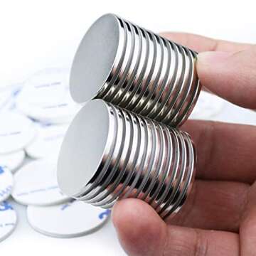 DIYMAG Powerful Neodymium Disc Magnets with Double-Sided Adhesive, Strong Permanent Rare Earth Magnets for Fridge, DIY, Building, Scientific, Craft, and Office Magnets, 1.26 inch Diameter, Pack of 20