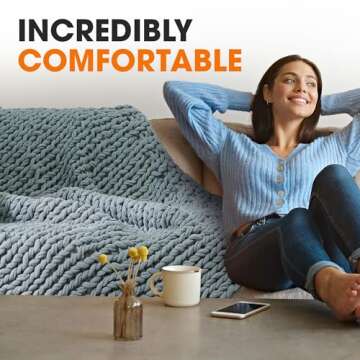 Cheer Collection Chunky Knit Blanket - Cozy Chunky Knit Throw Blanket for Bed & Couch, Ultra-Soft, M...