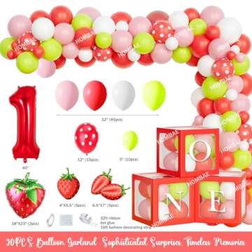 Hombae 1st Birthday Decorations Girl, Berry Sweet One Party Decorations, Berry First Birthday Decor, Strawberry First Themed Birthday Party Supplies, Strawberry Birthday Decorations for One Year Old