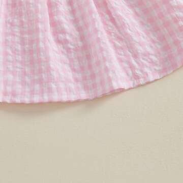 Toddler Baby Girl Valentines Day Outfit Ruffle Smocked Heart Embroidery Dress Plaid Playwear Summer Outfit 6M-4T (Pink, 2-3 Years)
