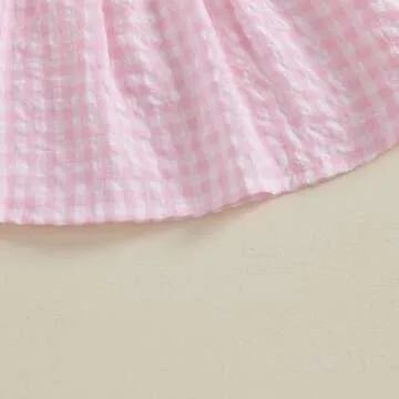 Toddler Baby Girl Valentines Day Outfit Ruffle Smocked Heart Embroidery Dress Plaid Playwear Summer Outfit 6M-4T (Pink, 2-3 Years)