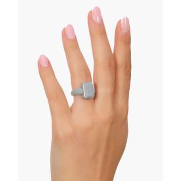 Rinfit Women's Silicone Rings - Engagement or Promise Ring, Emerald Silicone Wedding Bands - Gray/Metal Silver, Size 5