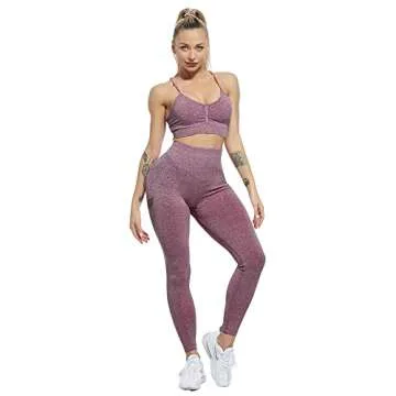 CHRLEISURE 3 Piece Workout Leggings Sets for Women, Gym Scrunch Butt Butt Lifting Seamless Leggings (Black, DGray, Burgundy, M)