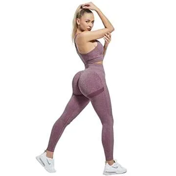 CHRLEISURE 3 Piece Workout Leggings Sets for Women, Gym Scrunch Butt Butt Lifting Seamless Leggings (Black, DGray, Burgundy, M)