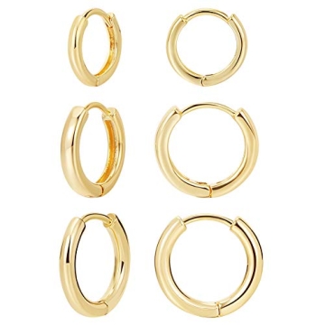 Versatile 14K Gold Plated Huggie Hoop Earrings Set for Every Occasion