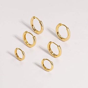 Stylish 14K Gold Plated Huggie Hoop Earrings in 3 Sizes