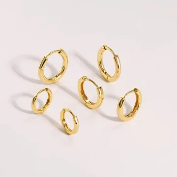 Stylish 14K Gold Plated Huggie Hoop Earrings in 3 Sizes