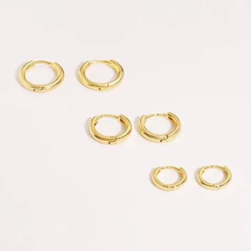 Stylish 14K Gold Plated Huggie Hoop Earrings in 3 Sizes