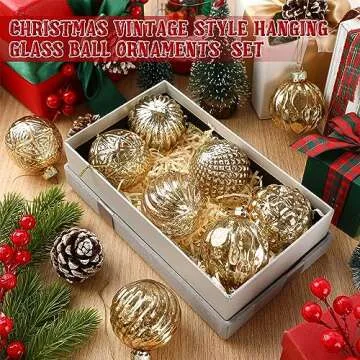 Jenaai 12 Pcs Christmas Ball Ornaments - Elegant Glass Decor