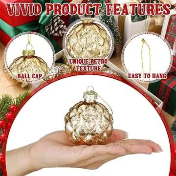 Jenaai 12 Pcs Christmas Ball Ornaments - Elegant Glass Decor