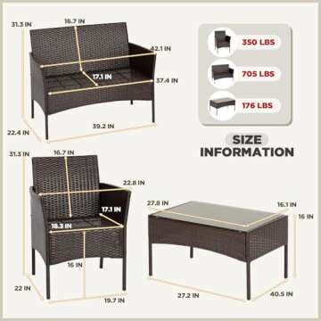 FDW Patio Furniture Set - Outdoor Rattan Wicker Sofa for Gardens and Balconies