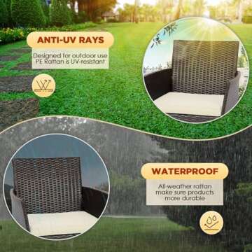 Elegant 4-Piece FDW Rattan Patio Furniture Set