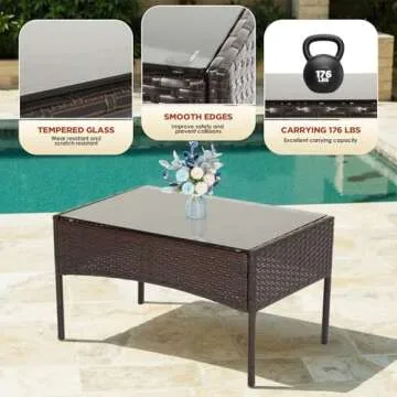 Elegant 4-Piece FDW Rattan Patio Furniture Set