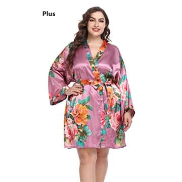 MissNina Women’s Floral Satin Kimono Robes for Bridesmaids