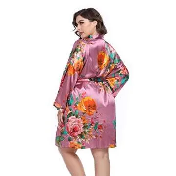 MissNina Women’s Floral Satin Kimono Robes for Bridesmaids