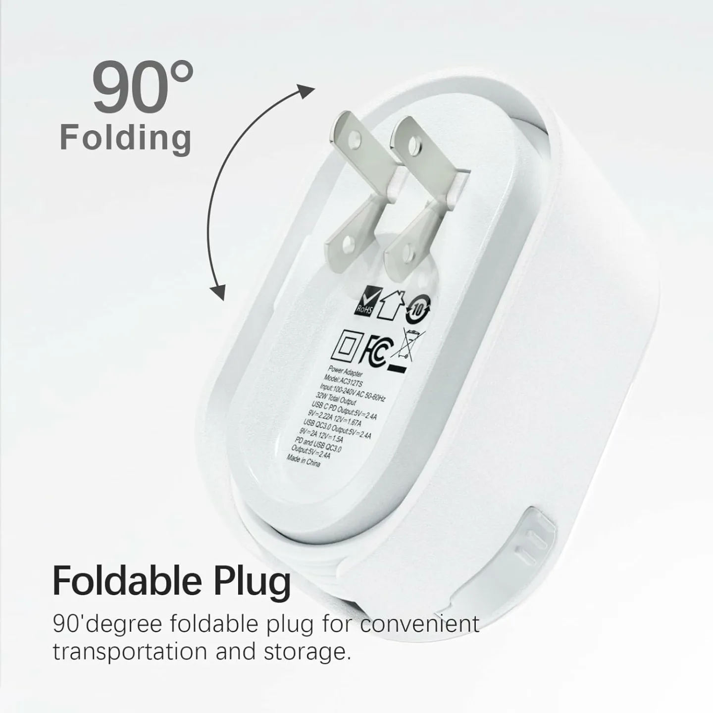 Budi 38W USB Wall Charger with 3 Ports and Cables