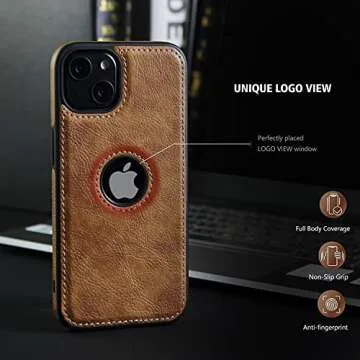 Razstorm Unique Design Luxury Leather Business Phone Case for iPhone 13 Pro Anti-Slip Scratch Resistant Ultra Slim Protective Case (2021,6.1”) (Brown)