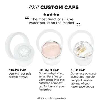 bkr Straw Cap - For 16oz/500mL Little Glass Water Bottle - Sheer White - Dishwasher Safe - BPA Free