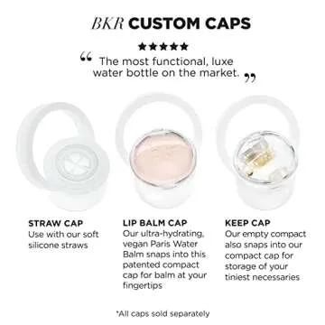 bkr Straw Cap - For 16oz/500mL Little Glass Water Bottle - Sheer White - Dishwasher Safe - BPA Free