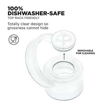 bkr Straw Cap - For 16oz/500mL Little Glass Water Bottle - Sheer White - Dishwasher Safe - BPA Free