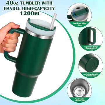 BELYQLY 40oz Stainless Steel Vacuum Insulated Tumbler - Stay Hydrated in Style