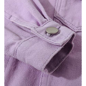 LifeShe Women's Basic Button Down Denim Jean Jacket Coat Purple