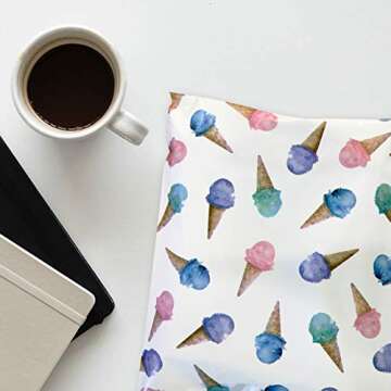 Pack It Chic - 10X13 (100 Pack) Ice Cream Pattern Poly Mailer Envelope Plastic Custom Mailing & Shipping Bags - Self Seal