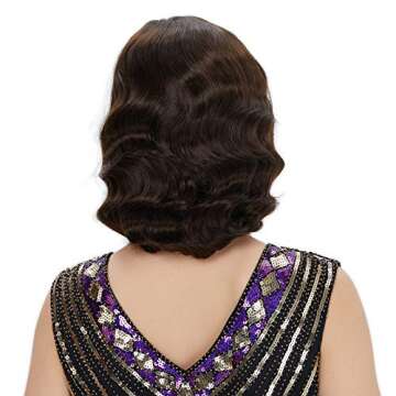 STfantasy Finger Wave Wig 1920s Retro Mid Length Long Curly Synthetic Hair for Women Cosplay Hallowe...
