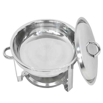 SUPER DEAL Upgraded 5 Qt Full Size Stainless Steel Chafing Dish Set of 2 Pack Round Chafer Buffet Catering Warmer Set w/Food and Water Pan, Lid, Solid Stand and Fuel Holder