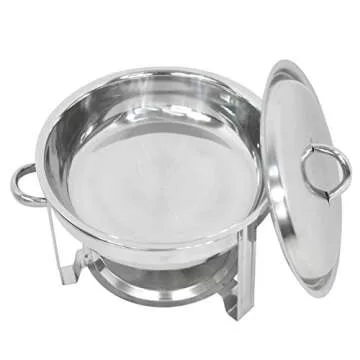 SUPER DEAL Upgraded 5 Qt Full Size Stainless Steel Chafing Dish Set of 2 Pack Round Chafer Buffet Catering Warmer Set w/Food and Water Pan, Lid, Solid Stand and Fuel Holder