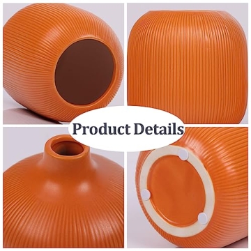 Charming Orange Ceramic Vase Set of 3 for Home Decor